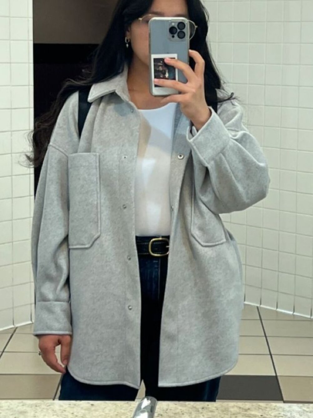 Oversized Grey Fall Shacket